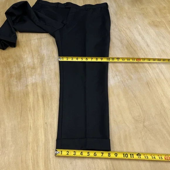 Hawes & Curtis Suit Mens 44S Short Slim Fit Wool Cuffed Pants 38x26 Black